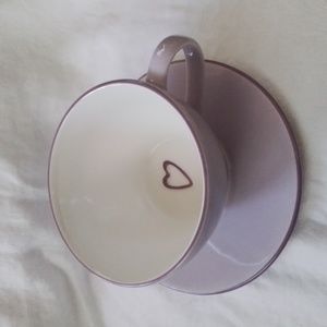 Starbucks Coffee Heart Cup Saucer Set Lavender Embossed 2006 12oz